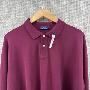 Polo Ralph Lauren Women's XL Long Sleeve Cropped Mesh Polo‎ Shirt  Burgundy New